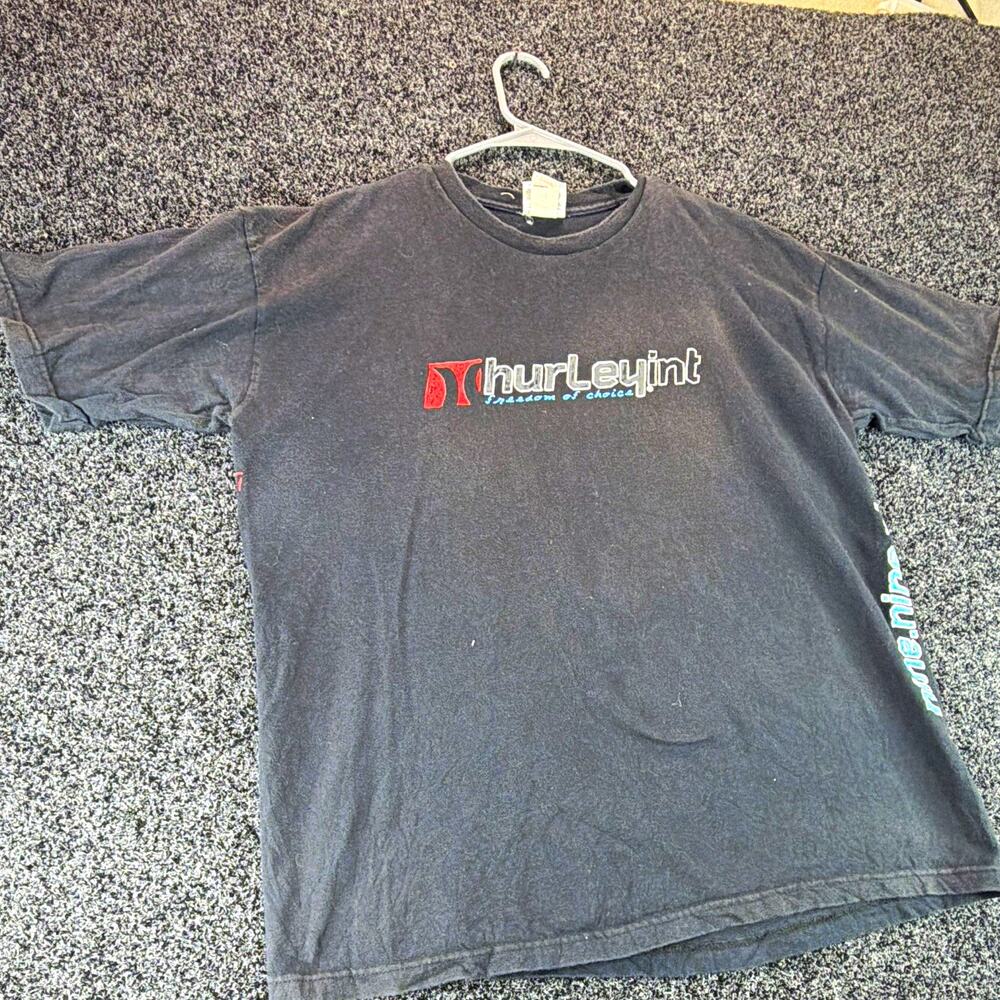 Hurley International Freedom of Choice T-Shirt Mens XL Y2K Era Black Surf Tee